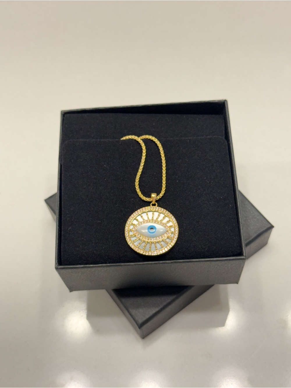 MADE IN ITALY Evil Eye Pendant Necklace with Blue Center 🧿NIB🧿